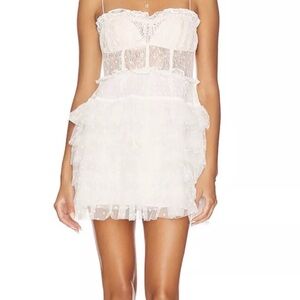 For Love And Lemons White Mini with super soft Lace and a tutu style skirt.